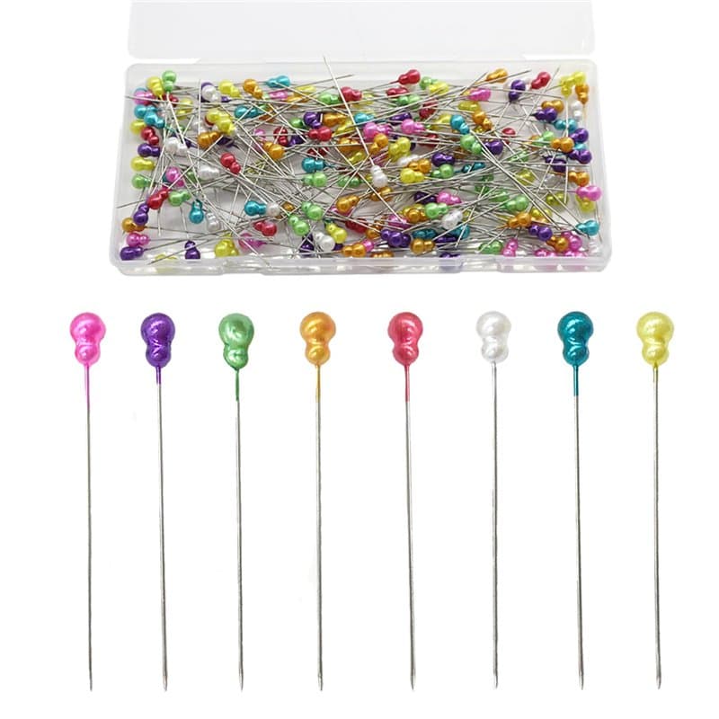 TRKETK 100 Pcs Épingles à Coudre pour Tissu, Épingles à Coudre en Forme de Gourde Têtes Colorées Épingles Droites Décoratives av
