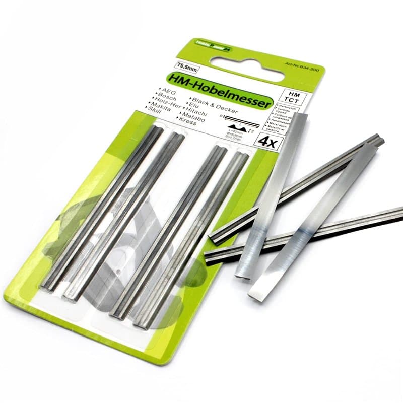 Lot de 4 lames réversibles HM - 75,5 x 5,5 x 1,1 mm - Compatibles avec Black&Decker DN 750 / SR 600 K/BD 75 / KW 750