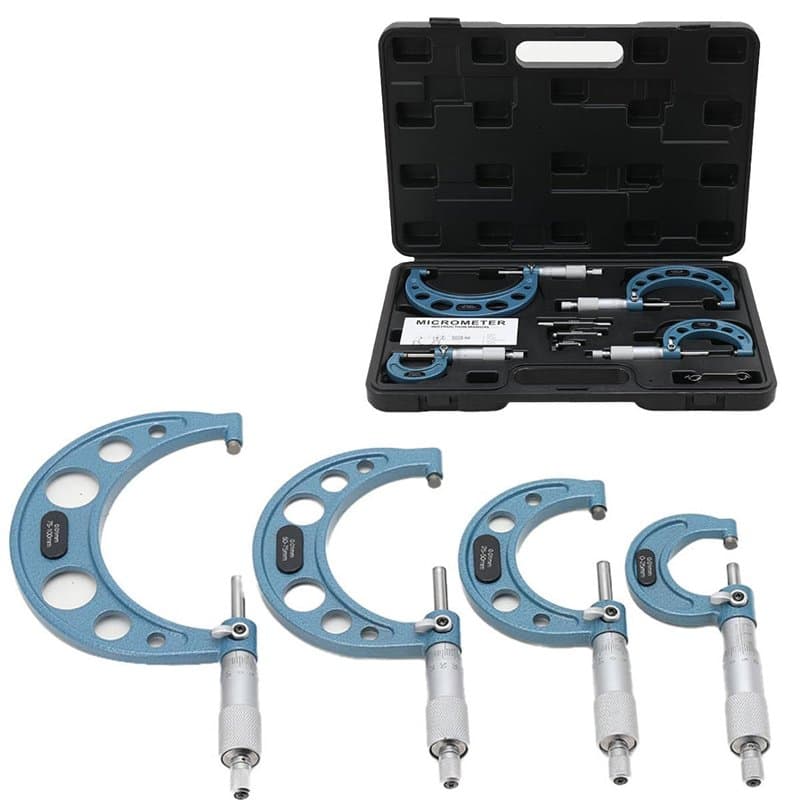 ECUTEE Micromètre Lot de 4 vis de mesure 0-25 mm, 25-50 mm, 50-75 mm, 75-100 mm Vis micrométrique, diamètre extérieur