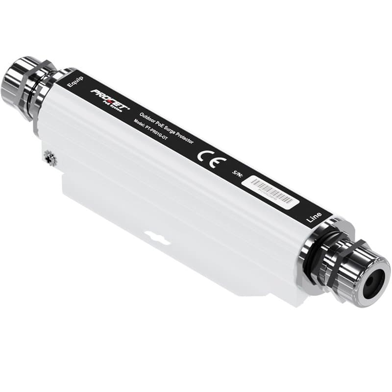 PROCET Parasurtenseur PoE 10KV Gigabit extérieur jusqu'à 60W, 40 ℃ à 65 ℃, Alliage d'aluminium IP67, parasurtenseur Ethernet éta