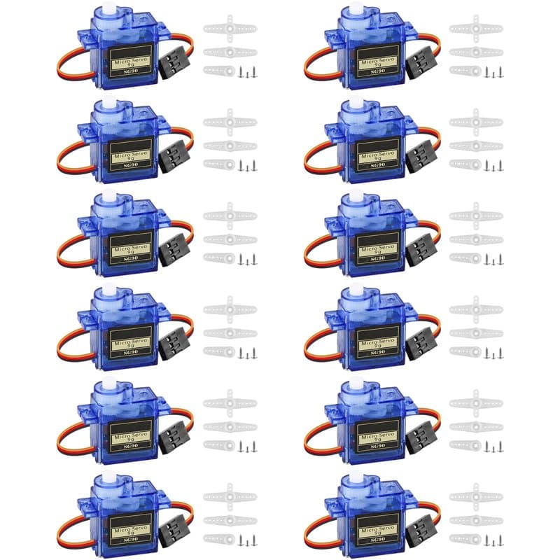 Lot de 12 mini servomoteurs 9G pour Arduino, mini servomoteur avec câble, micro servo moteur 9 G pour robot radiocommandé/main/m