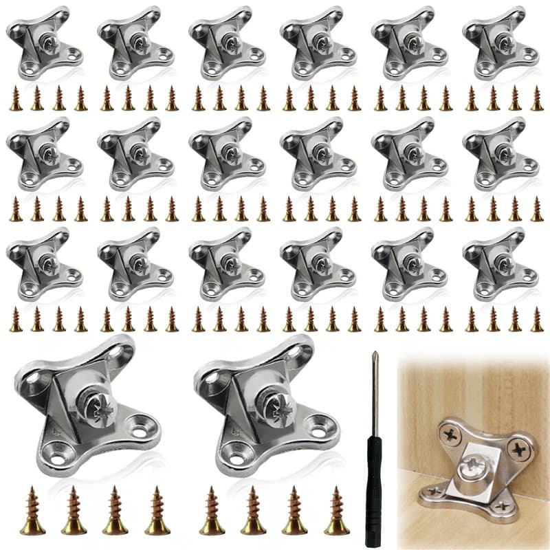 Entretoise d'angle amovible : 20 entretoises d'angle papillon avec 80 vis en acier inoxydable et 1 tournevis, connecteur d'angle