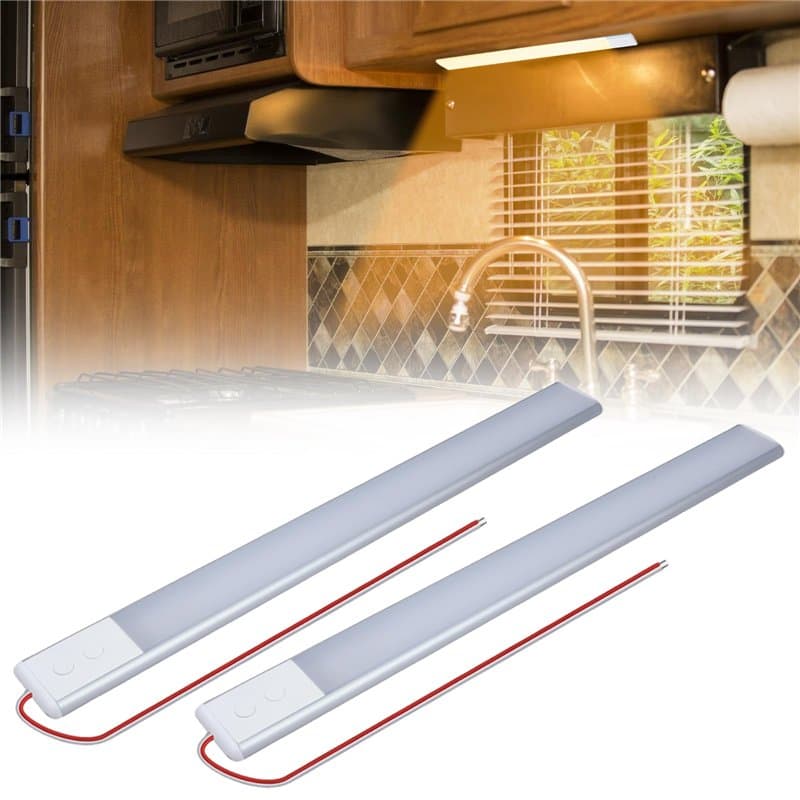 2Pcs Barre de Lumière Intérieure à LED, 12V Barre LED, Brillant Blanche Barre de Bande Lampe avec Interrupteur on/Off, Barre Lum