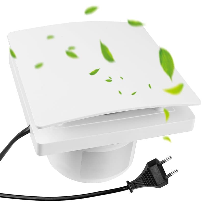 BAIFULAI Ventilateur de salle de bain, diamètre : 100 mm, avec clapet anti-retour, avec prise européenne 95 m³/h, 12 W/34 dB, po