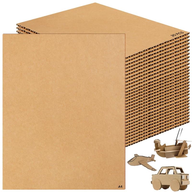 Lot de 30 feuilles en carton ondulé A4 (210 x 297 mm), pour le bricolage, le bricolage, la peinture, le modélisme, l'artisanat