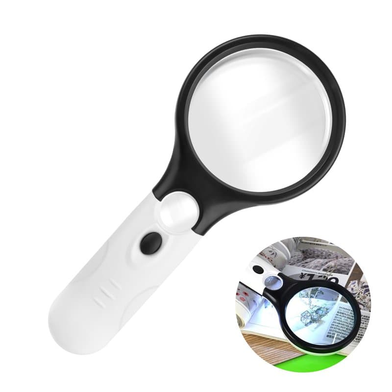 Loupe de Lecture, Loupe Grossissante à Main Loupe 3X 45X avec 3 LED Lumière, Loupe avec lumière, Loupe de Lecture Éclairante, po
