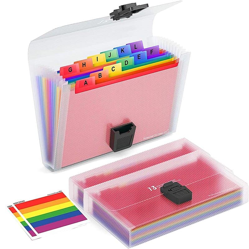 2 Organiseur de Reçus, Trieur Extensible Petit Portable, Organisateur Fichiers Accordéon, A6 Taille 13 Pochettes, pour Chèques,