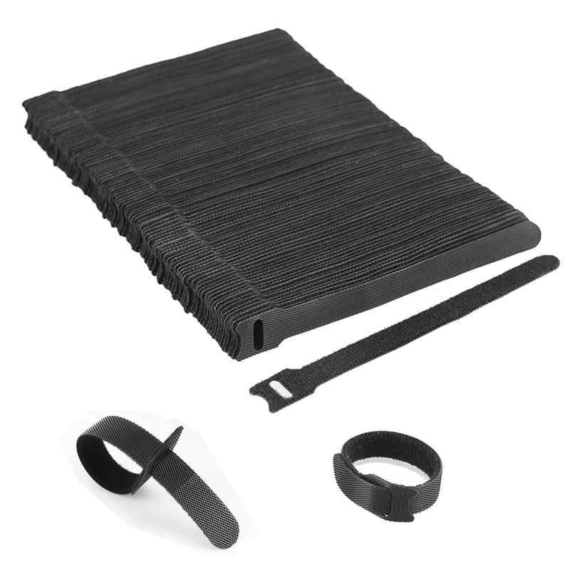 KATELUO Attache Cable, Noir Réglable Réutilisable Serre Cable Auto-agrippant (100 Pièces 150 x 12 mm)