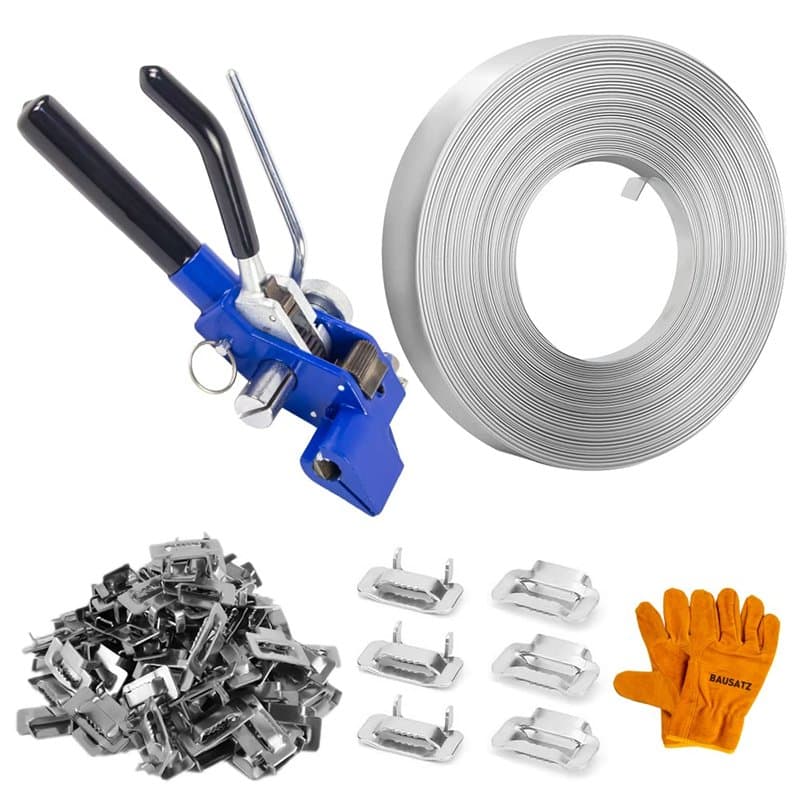 BAUSATZ Kit de boucles de cerclage d'emballage - Outils de tendeur - Kit de cerclage - Boucles de cerclage - 1,9 cm x 30,5 m - L