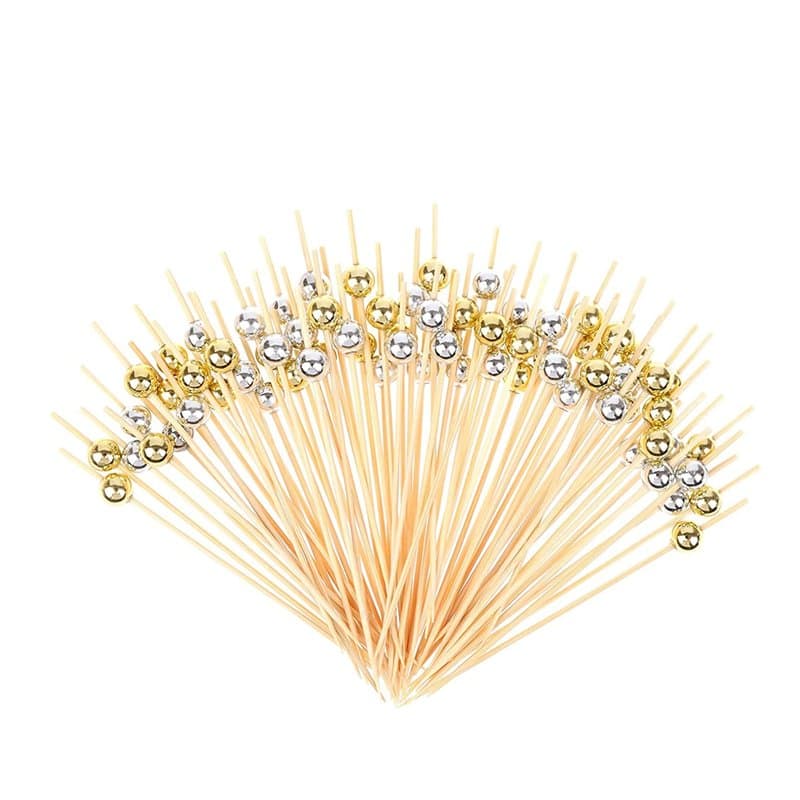 Lot de 100 bâtonnets à cocktail en bois, cure-dents en bois pour boissons, nourriture, fruits, desserts, fournitures de fête (12