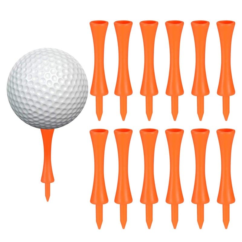 Zocipro 100 Pcs 70mm Tee Golf Plastique Orange, Durables Tees de Golf Château, pour Driver Golf, Tapis Golf et Balles de Golf Pl