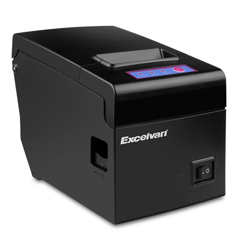 Excelvan E58 Imprimante de tickets thermique Bluetooth, 58 mm, Android, iOS, Windows, Linux, 130 mm/s, eSC/pOS, USB Noir