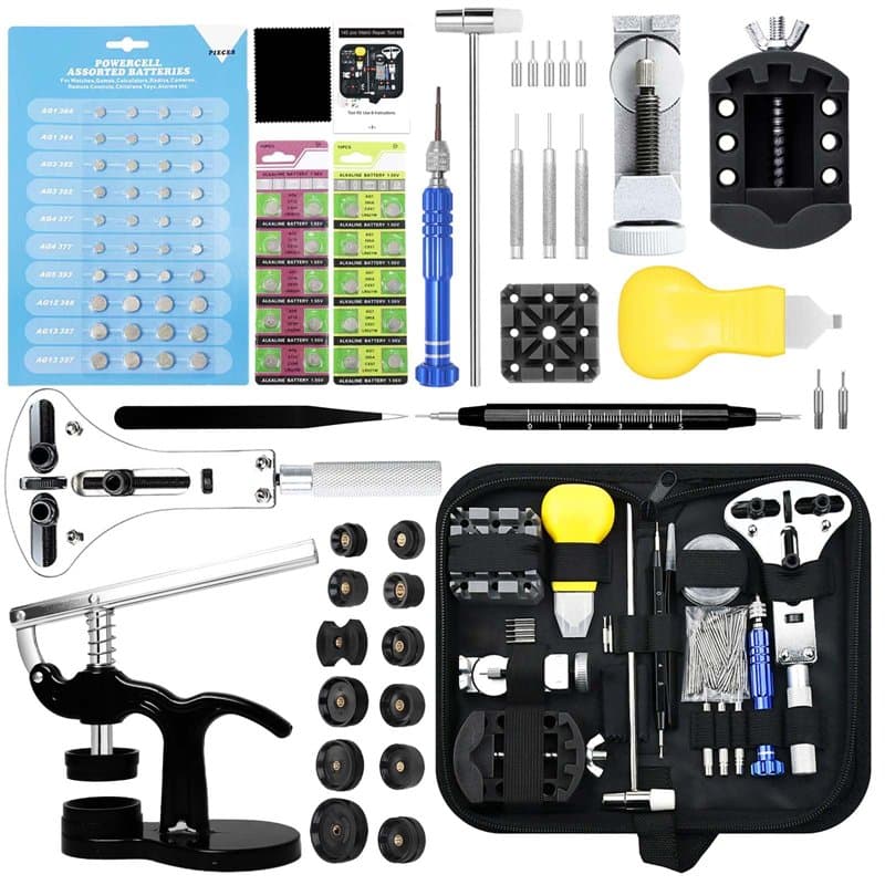 Kit Réparation Montres, GLDCAPA Kit de Remplacement des Piles de Montres Professionnelles, Kit d'outils Pour Retirer les Maillon