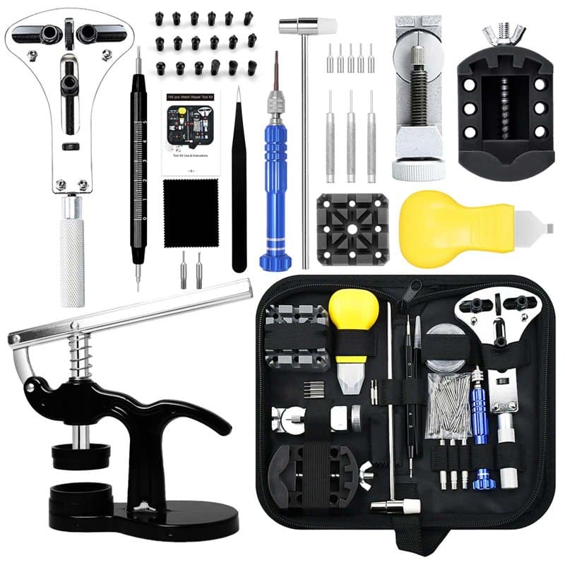 Kit Réparation Montres, GLDCAPA Kit de Remplacement des Piles de Montres Professionnelles Avec étui de Transport, Kit d'outils P