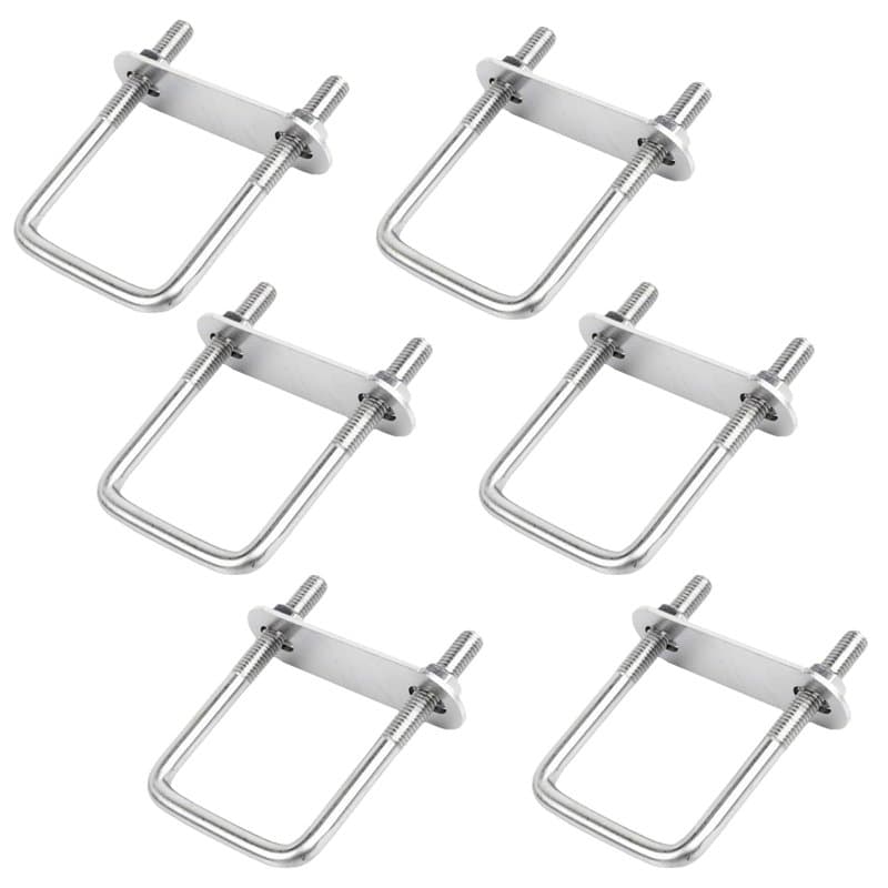 6 Pièces Boulons en U M6, 100 x 50 mm Boulons de U en Acier Inoxydable avec Écrou Cadre et Rondelle Bride de Fixation U-Bolts po