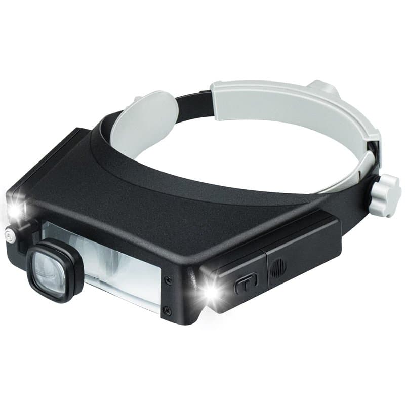Loupe Serre-tête avec lumière LED, Lampe Frontale, loupe de bijoutier 1,5 x 3 x 6 x 8X pour Fermer, Travail, réparation, Loisirs