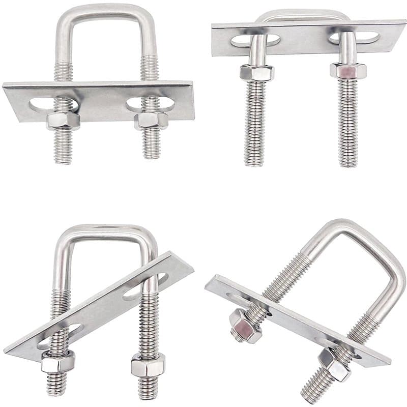 Boulon en forme de U M6 en Acier Inoxydable 304-4 PCS U-Bolts avec écrous, plaque de cadre pour Fixation des Tuyaus ou comme Acc