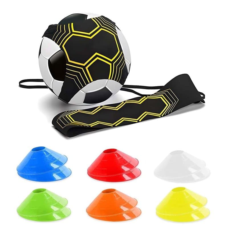 Casenly Ceinture d'entraînement de Football Élastique Ajustable, Plots de Marquage pour Football Cône, Entrainement Kit avec 12