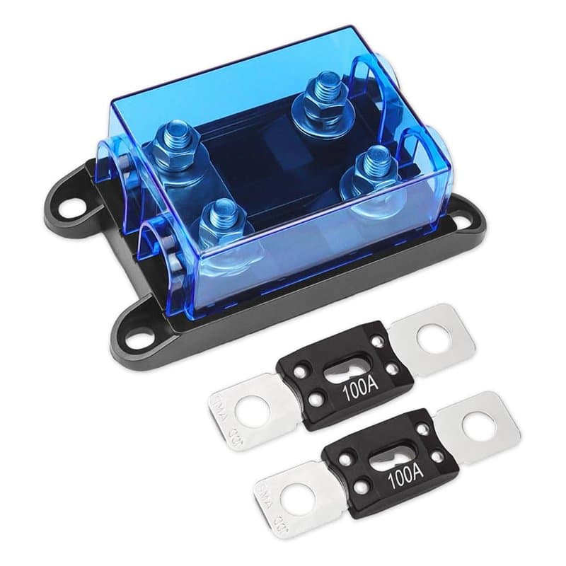 mizikuu Porte Fusible Voiture, Porte-fusibles ANM Porte-fusible Mega 2 Voies avec 2 Fusible Boulonné 100A à Courant élevé pour V