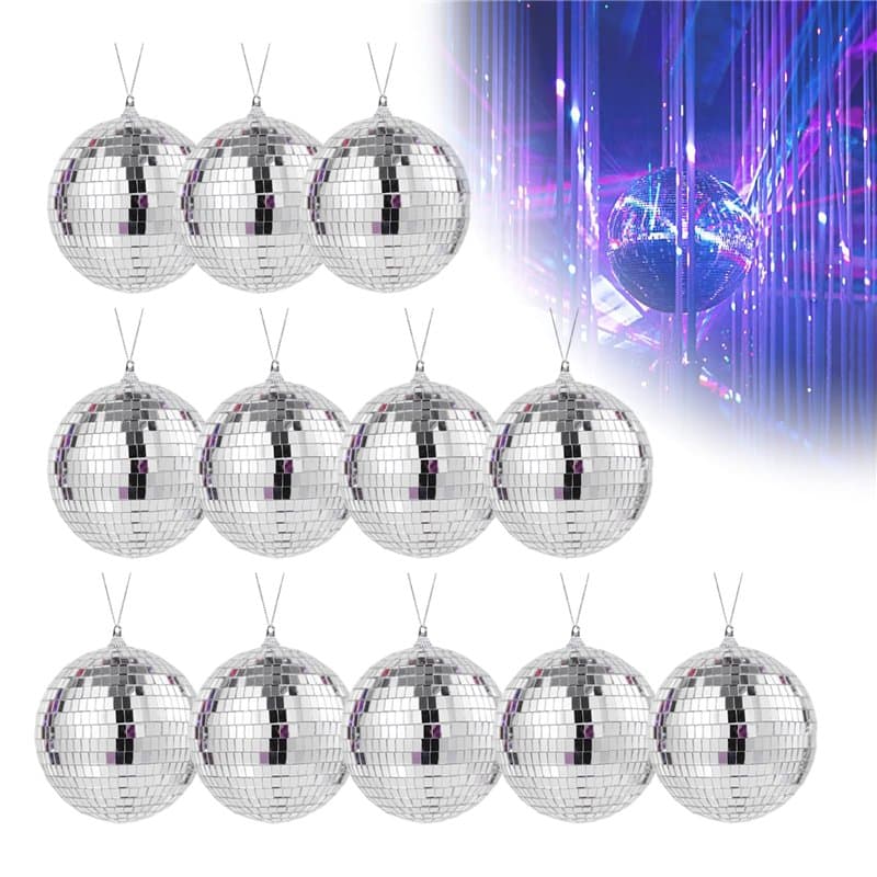 Boules Miroir,12 Pièces Mini Boule Miroir Argent(3CM),Argent Boule à Facettes Disco,pour décoration de fête, Mariage,Maison,Effe