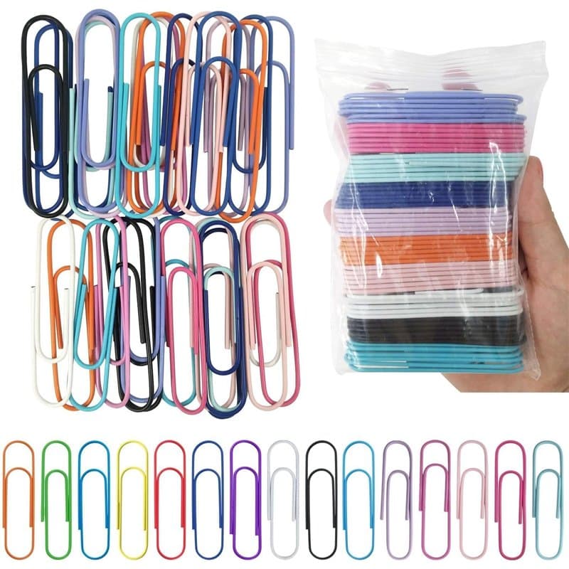 Lot de 60 trombones surdimensionnés avec revêtement en vinyle de 7,6 cm de couleur assortie, pour fichiers, papier, fournitures