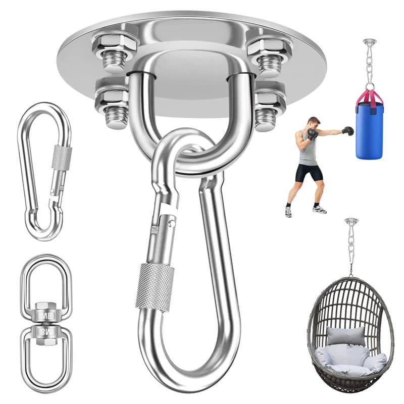 LUZOON Crochet Plafond Lourds Acier Inoxydable 360°Rotation, Crochets Suspension Suspendue pour Balançoire, Serviette Yoga, Sac