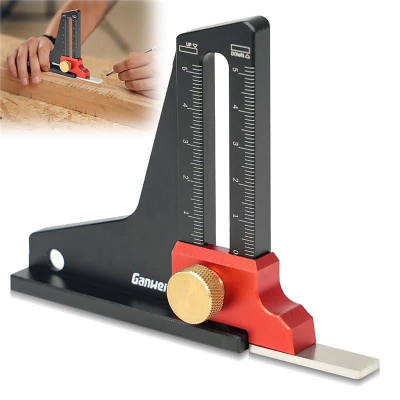 Udbrud Jauge de Hauteur pour le Travail du Bois, Jauge de profondeur de scie de table en alliage d'aluminium, jauge de profondeu