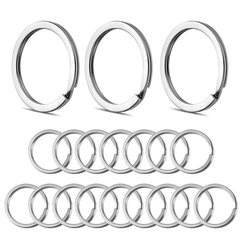Wugauwor 50 Pcs Porte-clés en Acier Inoxydable de 30 mm, Anneau Porte Clé Plats et Sûrs pour Les Clés, L'équipement de Plongée e