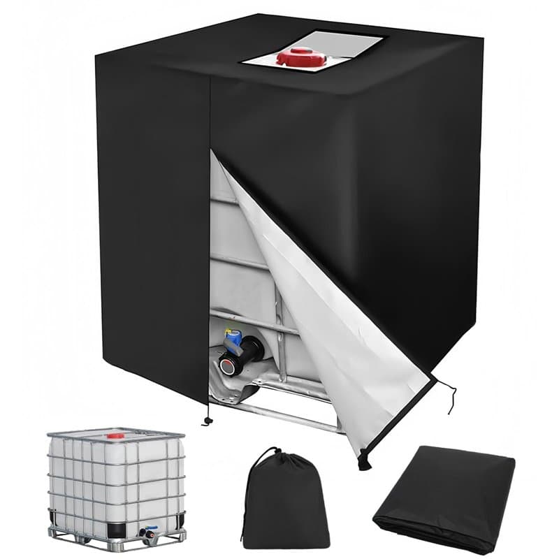 Druuzyl Bâche pour cuve IBC 1000L avec fermeture à glissière - Protection anti-UV/poussière 116x100x120cm - Housse étanche pour