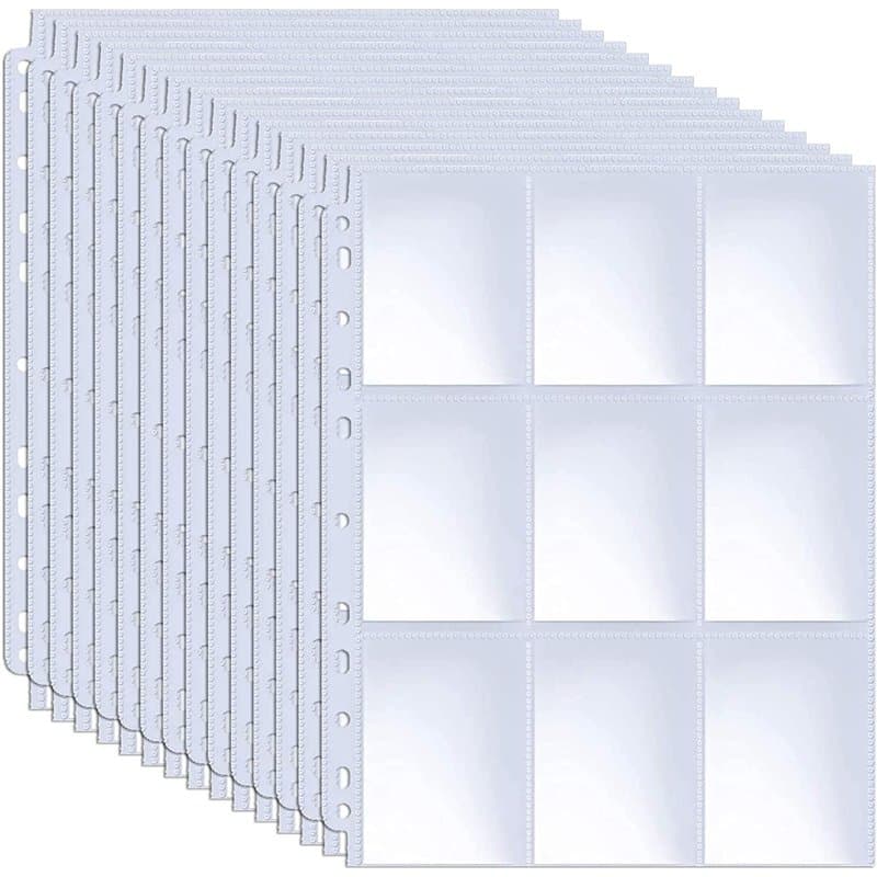KAHEIGN 32 Pièces Protège Cartes à Collectionner, 576 Poches Pages de Pochettes de Cartes Recto Verso 11 Trous Feuilles de Reliu