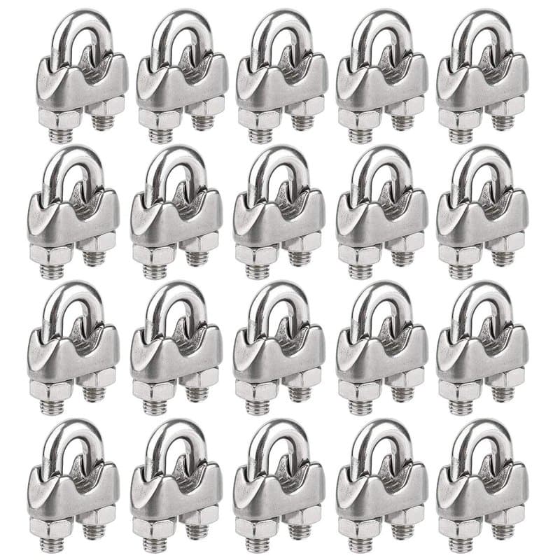 KAHEIGN 20Pcs M5 Clips Pour Câble Métallique, Serre-câble En Acier Inoxydable Clip De Fixation De Selle à Boulon En U Pour Corde