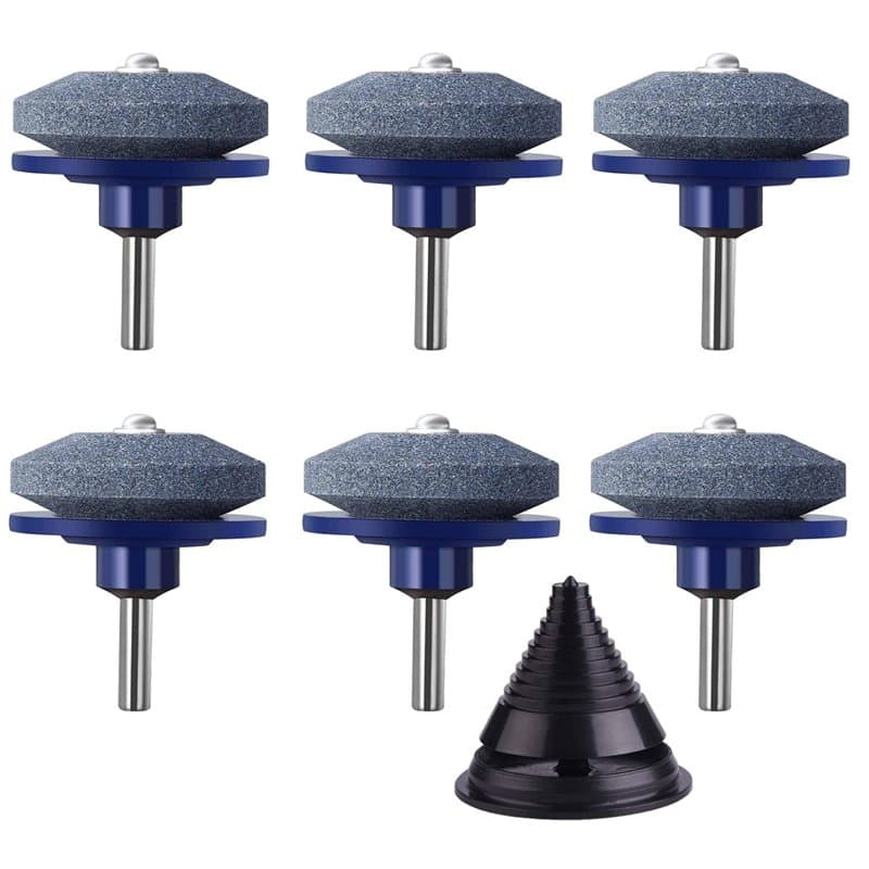KAHEIGN 6Pcs Aiguiseur De Lame De Tondeuse à Gazon, 5cm Universel Pierre De Meuleuse Multi-tranchante Affûteuse De Tondeuse à Ga