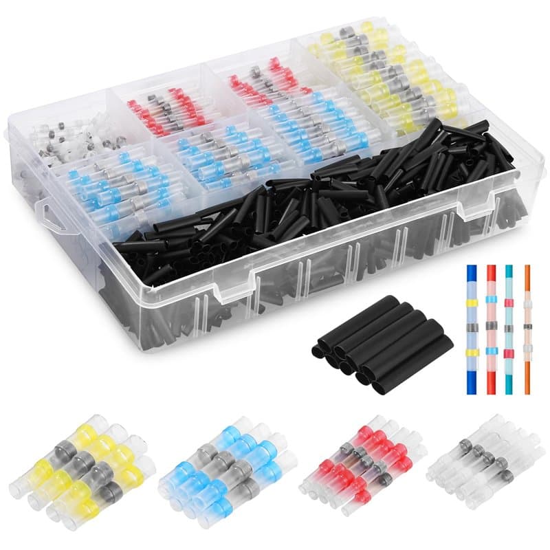 800 PCS Joint de Soudure Connecteur de Fil, Kits de Connecteurs à Souder, 5 Tailles de Cosse Thermoretractable Soudure, Bornes d