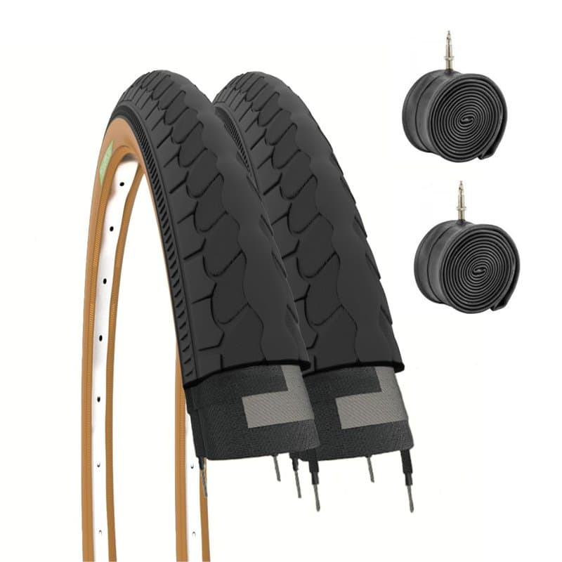 ECOVELO Para Lot de 2 pneus Noirs 26 x 1 3/8 (37-590) + Chambres Adulte Unisexe, 26