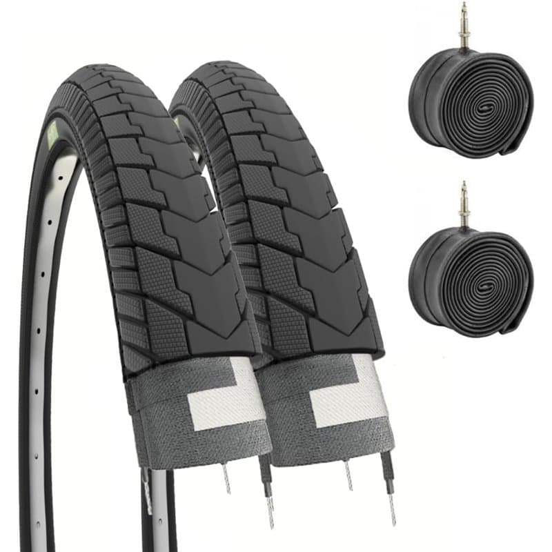 Ecovelò 2 pneus 26 x 1 3/8 (37-590) + Chambres à air Adulte Unisexe, Noir