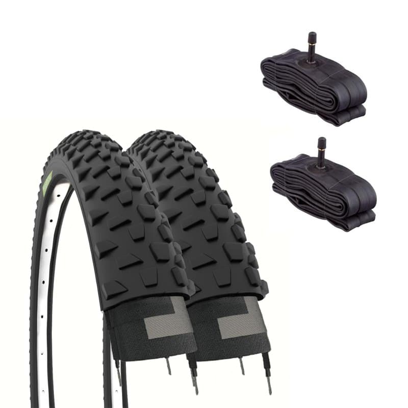 ECOVELO V.a vélo VTT 2 pneus 26 x 2,10 (54-559) + Chambres avec Valve américaine (Schrader) Adulte Unisexe, Noir, Taille Unique
