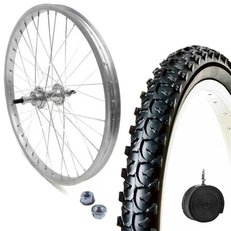 Jante arrière 26 x 1,75 + COUVERTURE VTT 26 x 1,95 + CHAMBRE A AIR | ROUE COMPLETE 6/7 V POUR MOUNTAIN BIKE