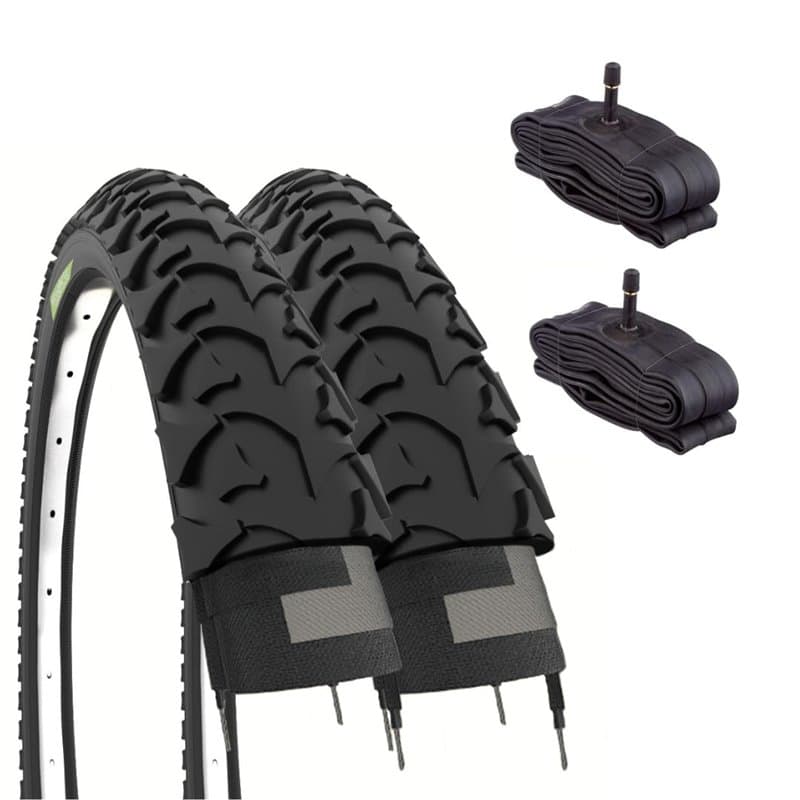 ECOVELO 2 pneus 16 x 1,75 + Chambres avec Valve américaine Adulte Unisexe, Nero, 16