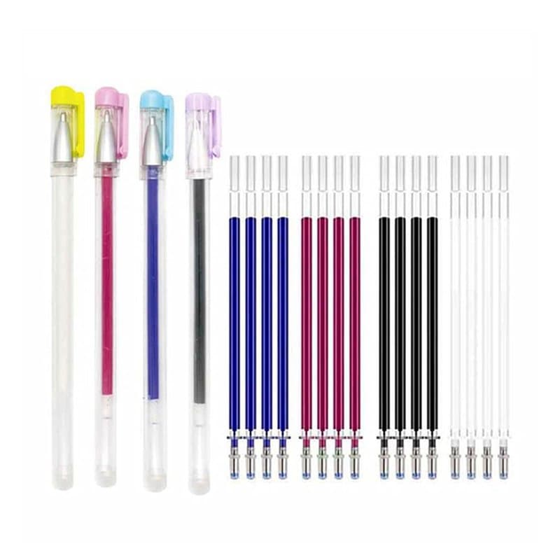 Stylos en Tissu Effaçables à la Chaleur,Stylos de Marquage en Tissu 4 Couleurs avec 20 Recharges de Stylo Remplaçables pour Cout