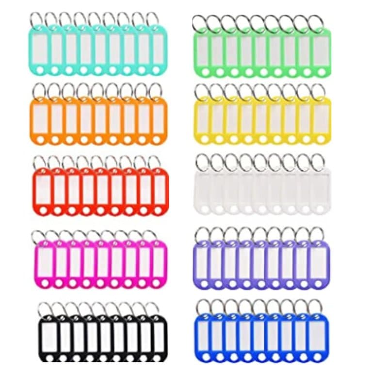 100 pièces porte-clés de couleurs porte clef étiquettes colorées porte clef en plastique étiquettes d'identification avec Porte-