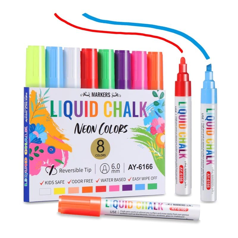 Brencco Feutre Craie Vitre Effacable, 6mm Pointe Feutre Tableau Blanc Effacable, Craie pour Tableau Noir Effacable, Chalk Marker