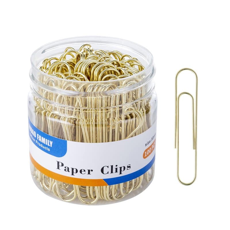 Grands trombones dorés, trombones de 5,1 cm, 100 trombones jumbo (Jumbo, doré)