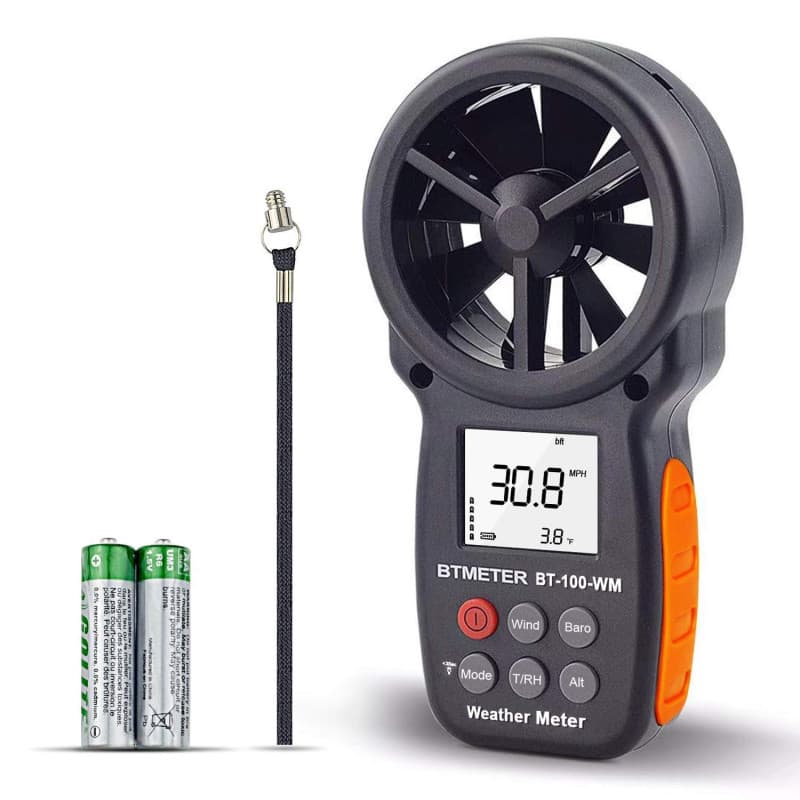 BTMETER Anémomètre Numérique Baromètre Portable, BT-100WM CFM Wind Speed Meter pour la vitesse du vent, la température, le test