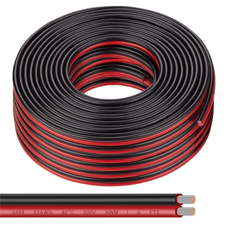 ADNEWX 22AWG Cable Electrique Souple, 20m Fil Electrique 12v 2 Conducteur Rouge Noir Fil Voiture pour LED Ruban Lampe Bande et C