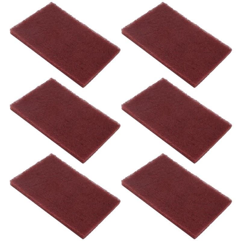 BokWin Scotch Brite 7447 Lot de 6 patins abrasifs à main très fins pour usage général Rouge 200 x 125 mm