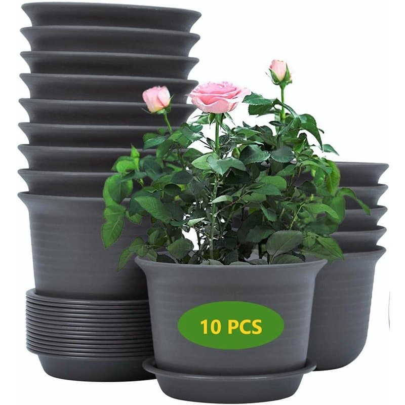 KAHEIGN 10 Pièces Pots De Fleurs en Plastique, 15cm Épaissir Pots De Fleurs Conteneur De Plantes Pot De Jardinage D'intérieur av
