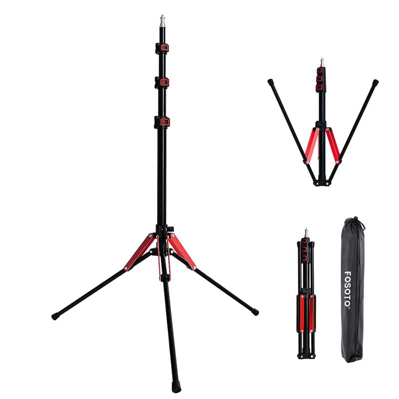 FOSOTO Trépied de lumière pliable,Hauteur maximale : 192 cm,Support compact et léger en aluminium avec vis filetée 1/4",Trépied