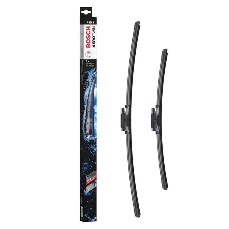 Bosch Balais d'Essuie–Glace Plats Aerotwin A426S, Longueur: 650mm/475mm – 1 Paire de Balais avant
