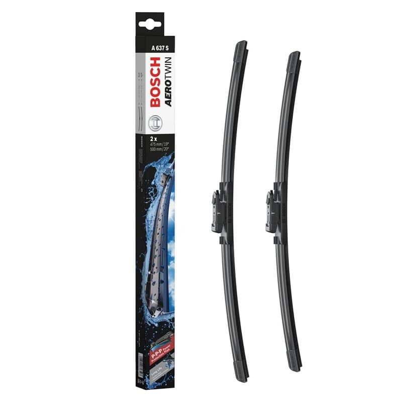 Bosch Balais d'Essuie–Glace Plats Aerotwin A637S, Longueur: 475mm/500mm – 1 Paire de Balais avant