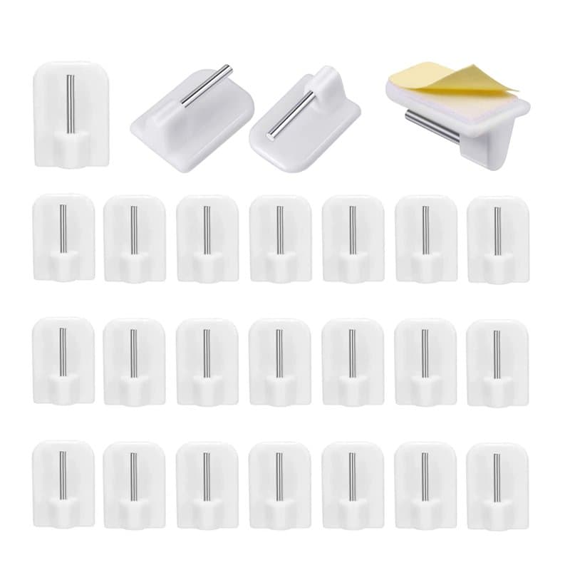 zoerbufan 24 Pack Crochets Autocollants, Crochets de Rideau pour Barres de Rideaux Nettes, sans Perçage, pour Fenêtres Salle de